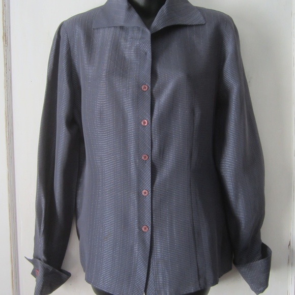 Gorgeous Gray COMO Silk Shirt - Size 10 - Picture 1 of 5